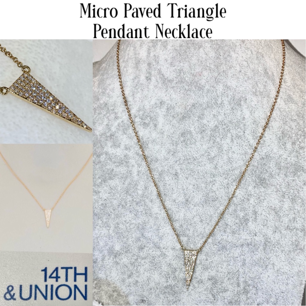14th & Union Micro Paved Triangle Pendant Necklace